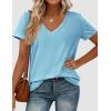 image:imagePRETTYGARDEN Womens Tops Short Sleeve Oversized Tshirts Shirts 2026 Summer Casual V Neck Loose Basic Tees Spring Tunic BlouseSky Blue