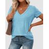 image:imagePRETTYGARDEN Womens Tops Short Sleeve Oversized Tshirts Shirts 2026 Summer Casual V Neck Loose Basic Tees Spring Tunic BlouseSky Blue