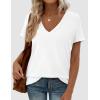 image:imagePRETTYGARDEN Womens Tops Short Sleeve Oversized Tshirts Shirts 2026 Summer Casual V Neck Loose Basic Tees Spring Tunic BlouseWhite