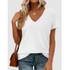 image:imagePRETTYGARDEN Womens Tops Short Sleeve Oversized Tshirts Shirts 2026 Summer Casual V Neck Loose Basic Tees Spring Tunic BlouseWhite