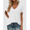 image:imagePRETTYGARDEN Womens Tops Short Sleeve Oversized Tshirts Shirts 2026 Summer Casual V Neck Loose Basic Tees Spring Tunic BlouseWhite
