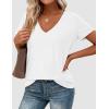 image:imagePRETTYGARDEN Womens Tops Short Sleeve Oversized Tshirts Shirts 2026 Summer Casual V Neck Loose Basic Tees Spring Tunic BlouseWhite