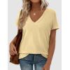 image:imagePRETTYGARDEN Womens Tops Short Sleeve Oversized Tshirts Shirts 2026 Summer Casual V Neck Loose Basic Tees Spring Tunic BlouseYellow