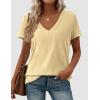 image:imagePRETTYGARDEN Womens Tops Short Sleeve Oversized Tshirts Shirts 2026 Summer Casual V Neck Loose Basic Tees Spring Tunic BlouseYellow