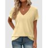image:imagePRETTYGARDEN Womens Tops Short Sleeve Oversized Tshirts Shirts 2026 Summer Casual V Neck Loose Basic Tees Spring Tunic BlouseYellow