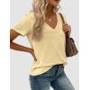 image:imagePRETTYGARDEN Womens Tops Short Sleeve Oversized Tshirts Shirts 2026 Summer Casual V Neck Loose Basic Tees Spring Tunic BlouseYellow