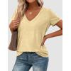 image:imagePRETTYGARDEN Womens Tops Short Sleeve Oversized Tshirts Shirts 2026 Summer Casual V Neck Loose Basic Tees Spring Tunic BlouseYellow