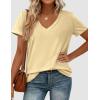 image:imagePRETTYGARDEN Womens Tops Short Sleeve Oversized Tshirts Shirts 2026 Summer Casual V Neck Loose Basic Tees Spring Tunic BlouseYellow