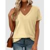 image:imagePRETTYGARDEN Womens Tops Short Sleeve Oversized Tshirts Shirts 2026 Summer Casual V Neck Loose Basic Tees Spring Tunic BlouseYellow