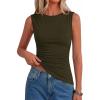 image:imagePRETTYGARDEN Asymmetrical Tank Tops for Women 2026 Summer Outfits Slim Fit Sleeveless Boat Neck Ruched Going Out TopArmy Green