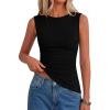 image:imagePRETTYGARDEN Asymmetrical Tank Tops for Women 2026 Summer Outfits Slim Fit Sleeveless Boat Neck Ruched Going Out TopBlack