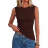 image:imagePRETTYGARDEN Asymmetrical Tank Tops for Women 2026 Summer Outfits Slim Fit Sleeveless Boat Neck Ruched Going Out TopBrown