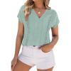 image:imagePRETTYGARDEN Blouses for Women Dressy Casual Spring 2026 Cap Sleeve V Neck Lace Trim Boho Tops Work Shirts Summer ClothesLight Green
