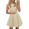 image:imagePRETTYGARDEN Cocktail Dresses for Women 2026 Summer Formal Boat Neck A Line Spring Elegant Graduation Party Mini DressBeige