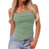 image:imagePRETTYGARDEN Going Out Tube Tops for Women Trendy Summer 2026 Asymmetrical Ruched Strapless Bandeau Shirts Spring ClothesSage Green