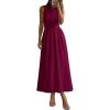 image:imagePRETTYGARDEN Maxi Dresses for Women 2026 Summer Casual Sleeveless Patchwork Flowy Vacation Sundress Knit Long Work Tank DressWine Red
