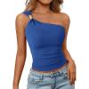 image:imagePRETTYGARDEN One Shoulder Going Out Tops for Women Trendy 2026 Summer Y2K Clothes Sleeveless Fitted Spring Fashion ShirtsRoyal Blue