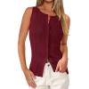 image:imagePRETTYGARDEN Sleeveless Button Down Shirts for Women Summer 2026 Going Out Ribbed Knit Tank Tops Y2K Clothes Trendy Vest TopsWine Red