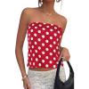 image:imagePRETTYGARDEN Strapless Tube Tops for Women 2026 Summer Sleeveless Backless Polka Dot Going Out Top Bandeau Cute Y2k ShirtDot Red White