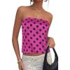 image:imagePRETTYGARDEN Strapless Tube Tops for Women 2026 Summer Sleeveless Backless Polka Dot Going Out Top Bandeau Cute Y2k ShirtDot Rose Red Black