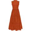 image:imagePRETTYGARDEN Summer Dresses for Women 2026 Casual Eyelet Sleeveless Wedding Guest Maxi Dress Tank Top Sundress with PocketsBrick Red