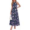 image:imagePRETTYGARDEN Summer Halter Dresses for Women 2026 Vacation Outfits Sleeveless Polka Dot Sundress Wedding Guest Maxi DressFloral Dark Blue Purple