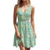 image:imagePRETTYGARDEN Sundresses for Women 2026 Summer Boho Sleeveless Wrap V Neck Floral Mini Dress Beach Vacation Short DressesGreen Floral