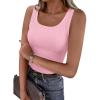 image:imagePRETTYGARDEN Tank Tops for Women 2026 Summer Sleeveless Scoop Neck Ribbed Tops Cute Spring Casual Fitted Basic Cami ShirtsPink