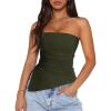 image:imagePRETTYGARDEN Tube Tops for Women Trendy Summer 2026 Spring Fashion Going Out Y2K Clothes Asymmetrical Ruched Strapless ShirtsArmy Green