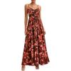 image:imagePRETTYGARDEN Women Summer Floral Maxi Dress 2026 Spirng Spaghetti Strap Mesh Boho Sundress Party Beach Vacation Long DressesBrown Floral