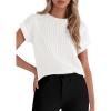 image:imagePRETTYGARDEN Womens 2026 Spring Fashion Sweater Vest Business Casual Crochet Tops Cap Sleeve Knit Shirt Beach Summer OutfitsWhite