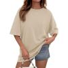 image:imagePRETTYGARDEN Womens 2026 Spring Going Out Tops Casual Short Sleeve Crewneck Loose Fit Basic Oversized T Shirts Summer OutfitsApricot