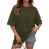 image:imagePRETTYGARDEN Womens 2026 Spring Going Out Tops Casual Short Sleeve Crewneck Loose Fit Basic Oversized T Shirts Summer OutfitsArmy Green