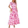 image:imagePRETTYGARDEN Womens 2026 Summer Boho Maxi Dresses Floral Short Sleeve V Neck A Line Tiered Flowy Long Beach Vacation DressWhite Pink Floral