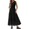 image:imagePRETTYGARDEN Womens 2026 Summer Maxi Dresses Sleeveless Sundresses V Neck Eyelet A Line Long Flowy Spring Wedding Guest DressBlack