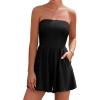 image:imagePRETTYGARDEN Womens 2026 Summer Rompers Dressy Casual Strapless Shorts One Piece Jumpsuits Date Night Beach Vacation OutfitsBlack