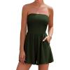 image:imagePRETTYGARDEN Womens 2026 Summer Rompers Dressy Casual Strapless Shorts One Piece Jumpsuits Date Night Beach Vacation OutfitsDark Green