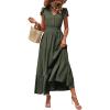 image:imagePRETTYGARDEN Womens Dresses 2026 Summer Maxi Dress Boho Short Sleeve V Neck Swiss Dot Ruffle Tiered Smocked Flowy Long DressZ02army Green