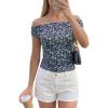 image:imagePRETTYGARDEN Womens Off The Shoulder Tops 2026 Summer Y2K Clothes Going Out Shirts Ruched Tank Top Date Night OutfitsFloral Black Purple