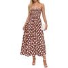 image:imagePRETTYGARDEN Womens Polka Dot Dress 2026 Summer Spaghetti Strap Smocked Sundress Beach Vacation Wedding Guest Midi DressesBrown
