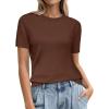 image:imagePRETTYGARDEN Womens Short Sleeve Sweaters 2026 Spring Crew Neck Knit Work Shirts Business Casual Tops Summer Fashion ClothesLight Brown
