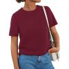 image:imagePRETTYGARDEN Womens Short Sleeve Tops Summer 2026 Casual Crewneck Cotton Basic Tee Shirts Fashion Clothing Spring OutfitsWine Red