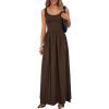 image:imagePRETTYGARDEN Womens Summer Casual Scoop Neck Sleeveless Long Dresses Tank Top Patchwork Aline Swing Maxi Dress with PocketsDark Coffee