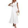image:imagePRETTYGARDEN Womens Summer Maxi Dresses 2026 Trendy Casual Button V Neck Ruffle Cap Sleeve Long Flowy Spring Pleated DressWhite