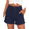 image:imagePRETTYGARDEN Womens Summer Shorts 2026 Casual High Waisted Pleated Beach Vacation Tailored Denim Shorts with PocketsNavy Blue