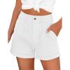 image:imagePRETTYGARDEN Womens Summer Shorts 2026 Casual High Waisted Pleated Beach Vacation Tailored Denim Shorts with PocketsWhite