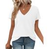 image:imagePRETTYGARDEN Womens Tops Short Sleeve Oversized Tshirts Shirts 2026 Summer Casual V Neck Loose Basic Tees Spring Tunic BlouseWhite