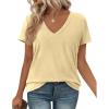 image:imagePRETTYGARDEN Womens Tops Short Sleeve Oversized Tshirts Shirts 2026 Summer Casual V Neck Loose Basic Tees Spring Tunic BlouseYellow