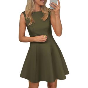 image:imagePRETTYGARDEN Cocktail Dresses for Women 2026 Summer Formal Boat Neck A Line Spring Elegant Graduation Party Mini DressArmy Green