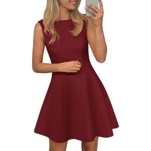 image:imagePRETTYGARDEN Cocktail Dresses for Women 2026 Summer Formal Boat Neck A Line Spring Elegant Graduation Party Mini DressBurgundy